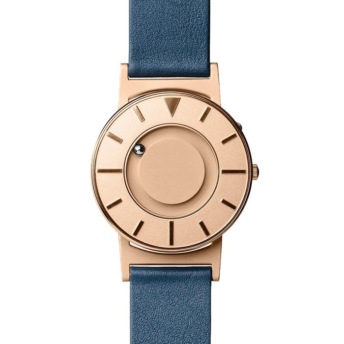 Eone Unisex Bradley Lux Rose Gold Stainless Steel Case Blue Leather Band Rose Gold Dial Watch - BR-LUX-ROGLD