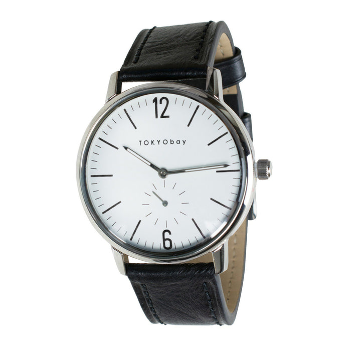 Tokyo Bay Unisex Grant Black Leather Strap White Dial Round Watch - T337-BE/BK