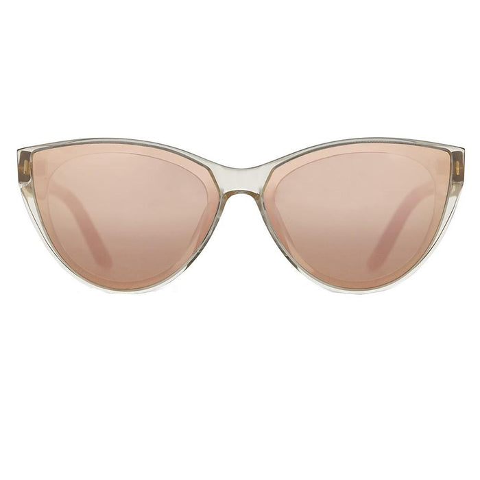 Womens Brown Frame Rose Mirror Lens Cat Eye Sunglasses - 10012331
