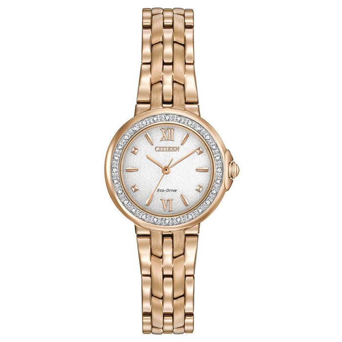 Citizen Womens White Dial Rose Gold Stainless Steel Bracelet Watch - EM0443-59A