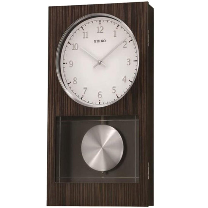 Seiko Pendulum Brown Wooden Case White Dial Wall Clock - QXH046BLH