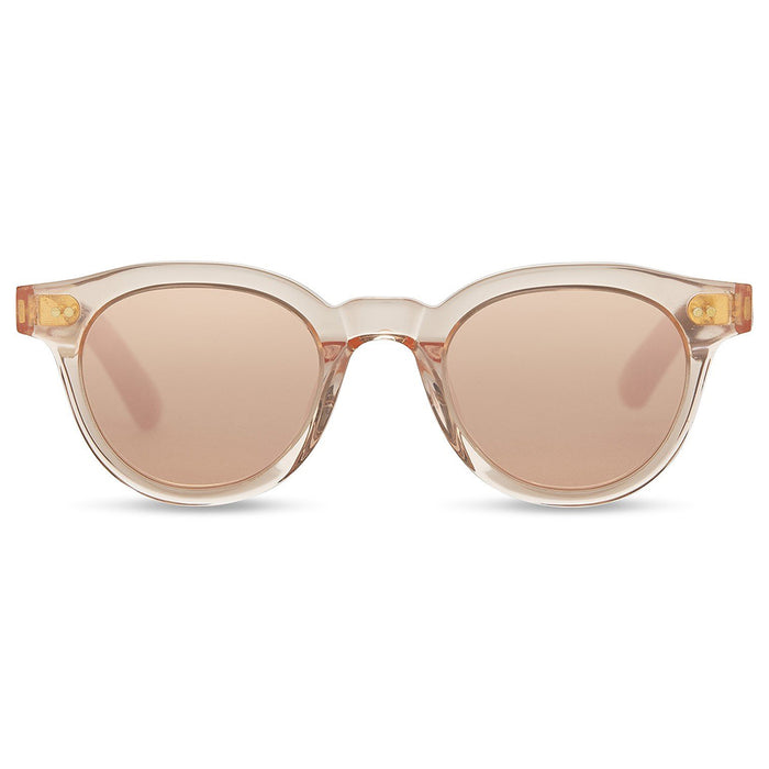 Fin Womens Peach Crystal Frame Peach Mirror Lens Round Sunglasses - 10014008