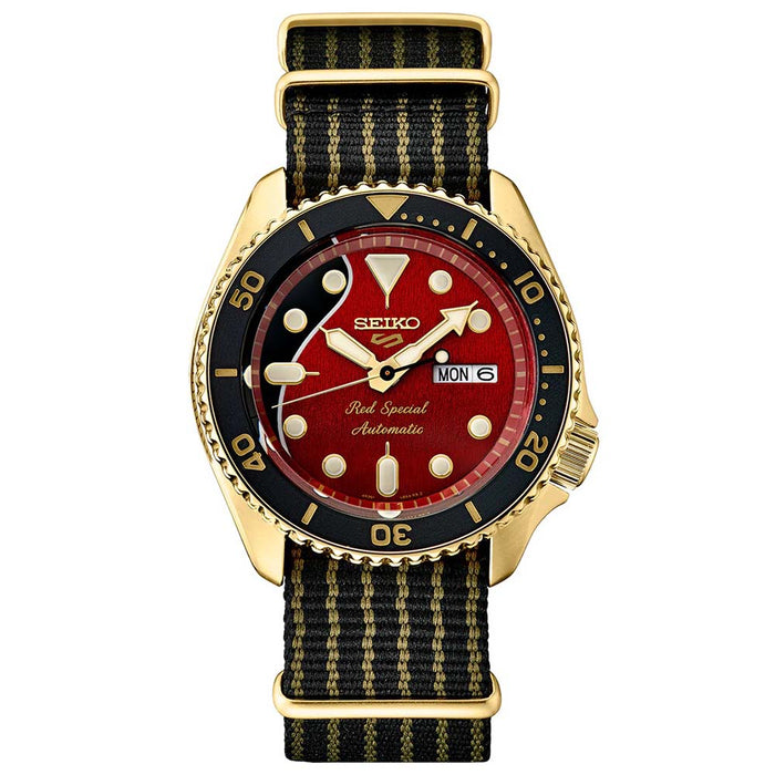 Seiko Men's Red Dial Black Nylon Band Automatic Mechanical Automatic Watch - SRPH80
