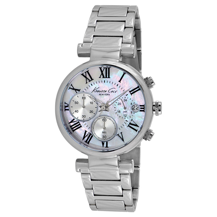 Kenneth Cole Women's New York Chronograph Stainless Watch - Silver Bracelet - Pearl Dial - KC4971