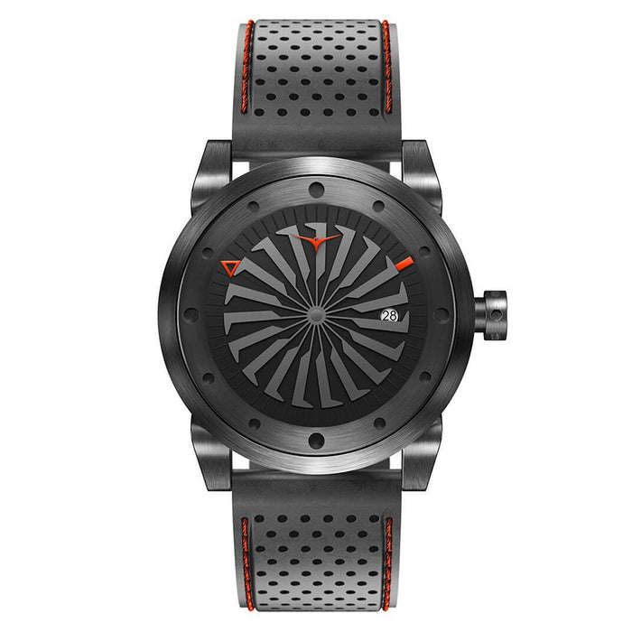 Zinvo Blade Ethos Mens Black Leather Band Black Automatic Movement Dial Watch - BLADEETHOS