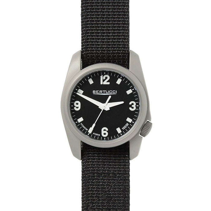 Bertucci Heritage Mens D-TYPE Heavy Duty Black Nylon Band Titanium Black Dial Watch - H10300