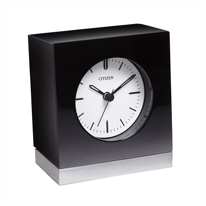 Citizen Workplace Black & Silver-Tone Base White Dial Square Desk Clock - CC1012