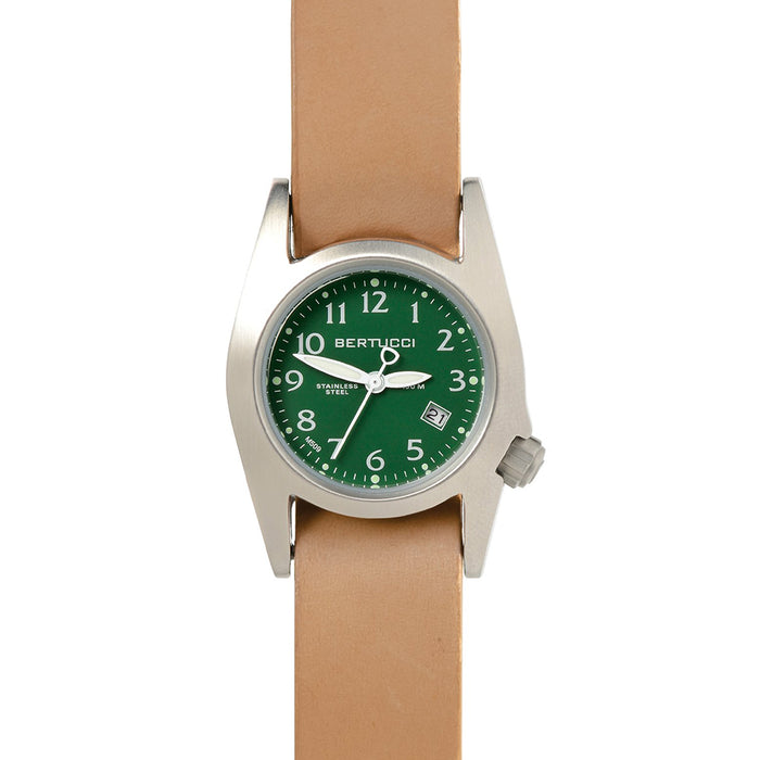Bertucci Women's Stainless Steel Case Green Dial Tan Leather Band Round Watch - 18015