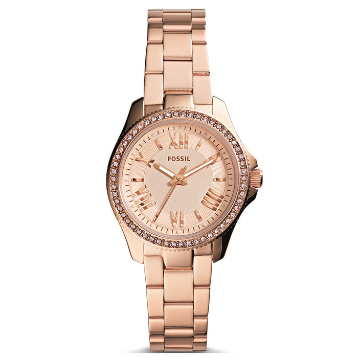 Fossil Women's Cecile Crystal Analog Stainless Watch - Rose Gold Bracelet - Rose Gold Dial - AM4578