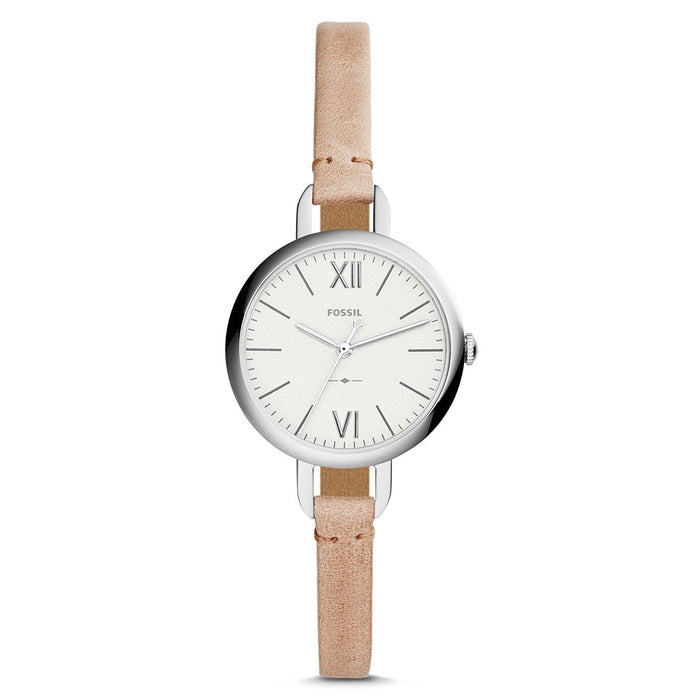 Fossil Annette Womens Sand Leather Band Silver Three-Hand Quartz Dial Watch - ES4361