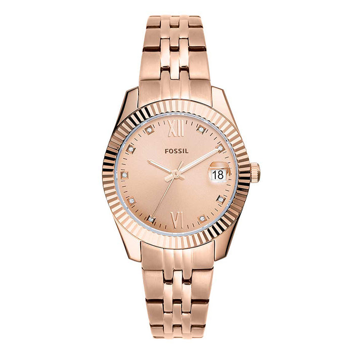 Fossil Womens Rose Gold Dial Band Stainless Steel Quartz Watch - ES4898