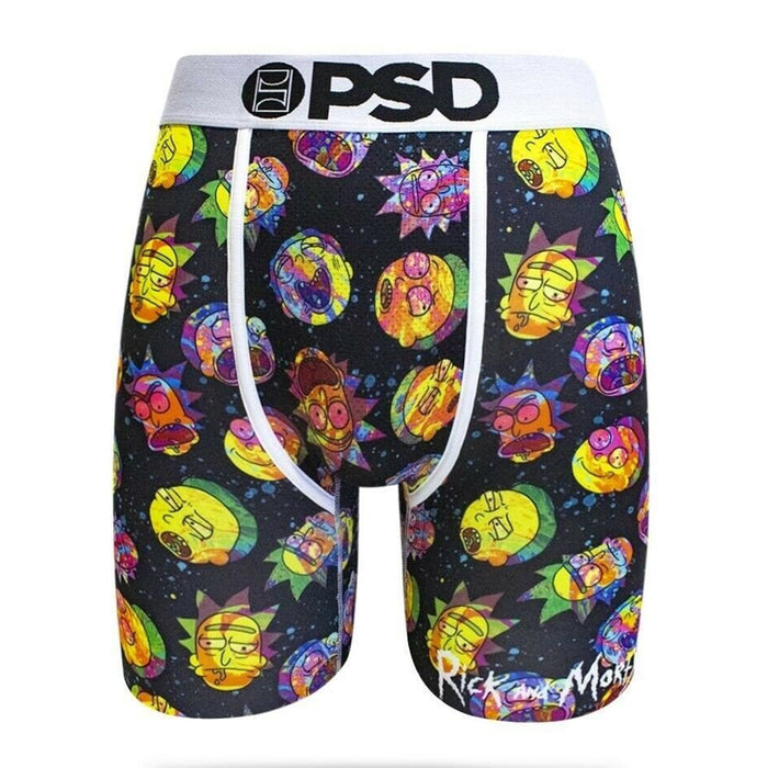 PSD Mens Rick and Morty Heads Galaxy Trippy Athletic Boxer Briefs Large Underwear - E11911015-BLACK-L