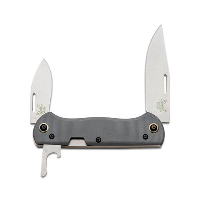 Benchmade Cool Gray G10 Handles Weekender Satin Clip Point and Drop Point Slipjoint Folding Lock System - BM-317