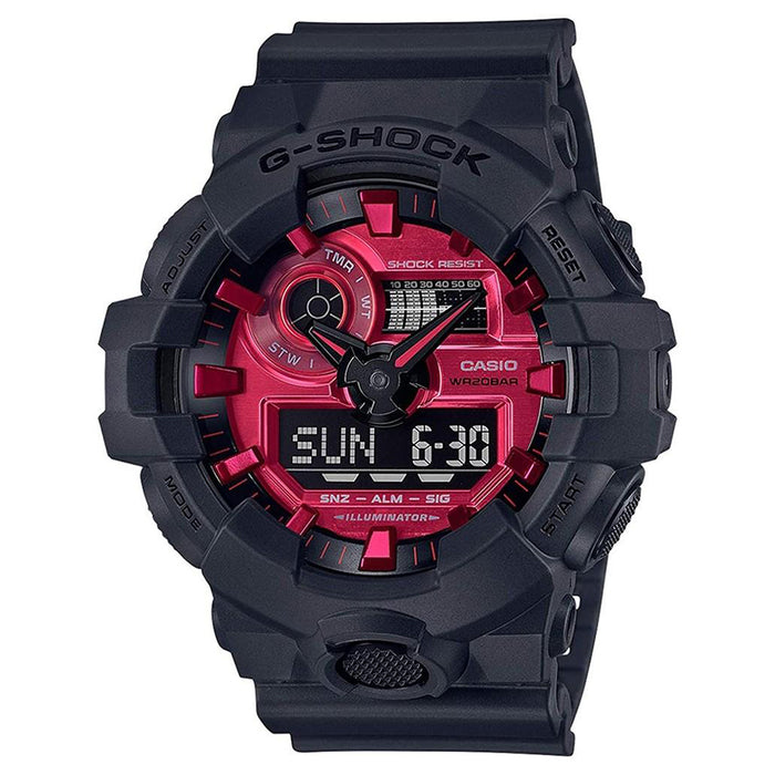 Casio Men's G-Shock Black Resin Band Adrenalin Red Analog-Digital Dial Quartz Watch - GA-700AR-1ACR