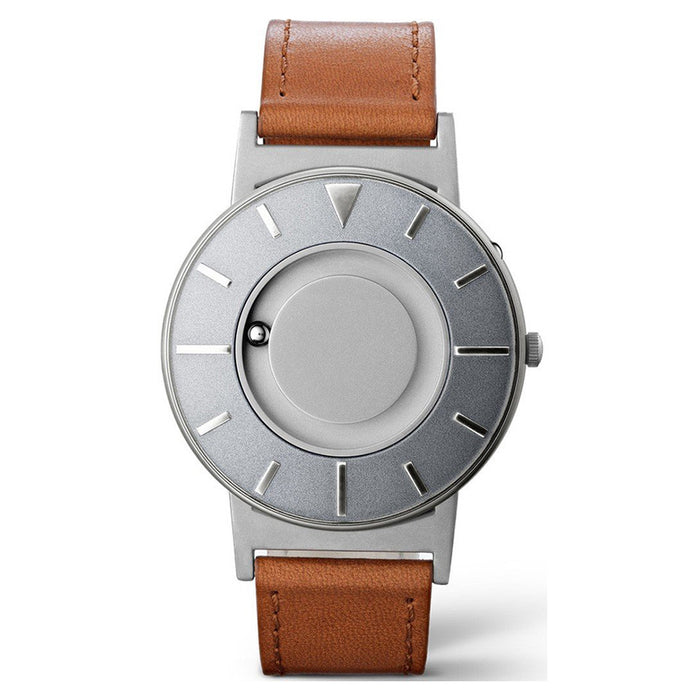 Eone Mens Bradley Voyager Stainless Steel Case Brown Leather Strap Silver Watch - BR-VO