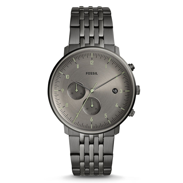 Fossil Chase Timer Mens Leather Band Gray Quartz Dial Watch - FS5490