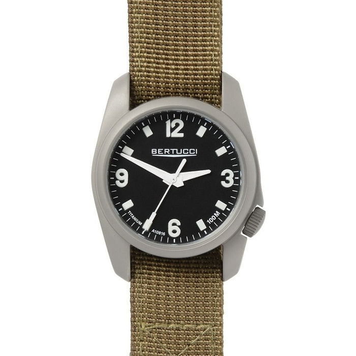 Bertucci A-1T Titanium Mens Defender Olive Band Black Quartz Dial Watch - 10302