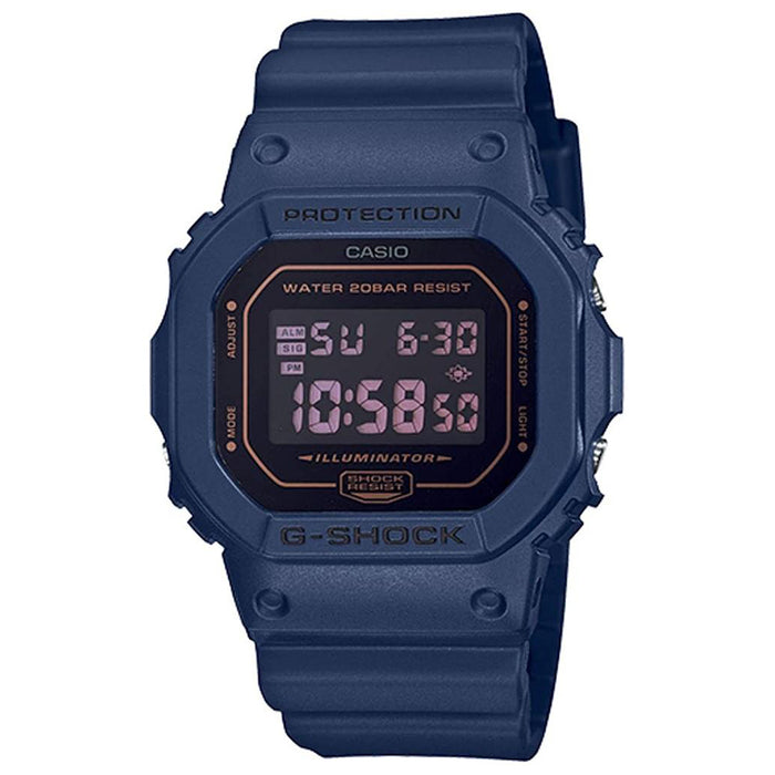 Casio Men's G-Shock Blue Resin Band Black Digital Dial Quartz Watch - DW-5600BBM-2CR