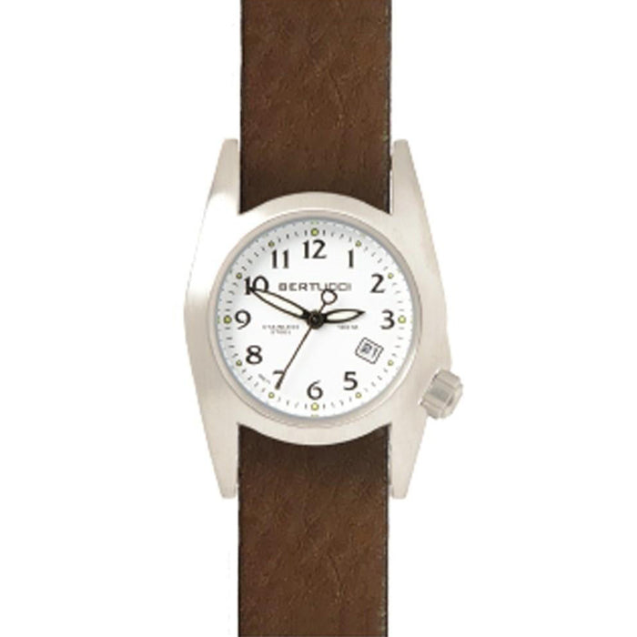 Bertucci M-1S Womens Mocha Field Heritage Leather Band White Quartz Dial Watch - 18025
