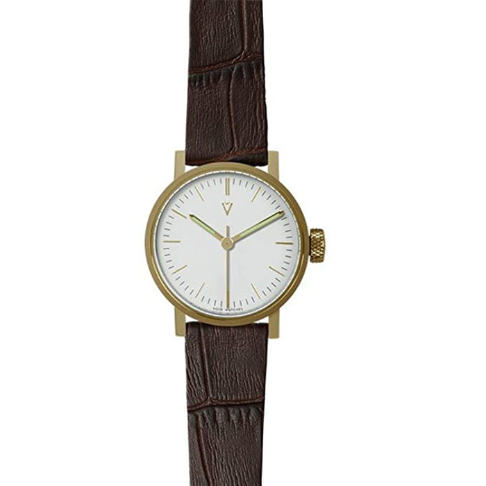 Void Womens Petite Brown Leather Strap Gold Watch - V03P-PG/CB/WH