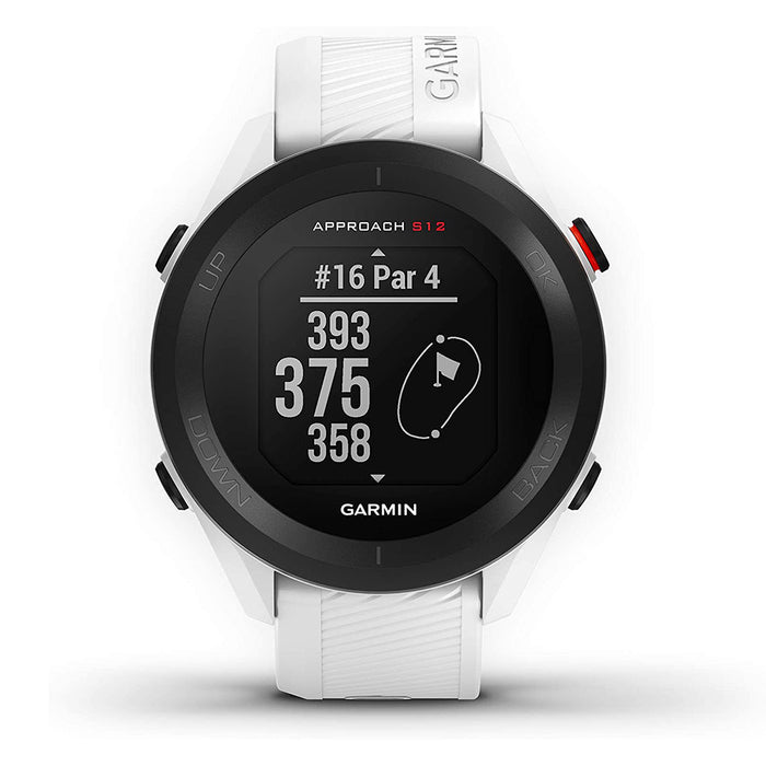 Garmin Approach S12 42k+ Preloaded Courses Easy-to-Use GPS Golf White Watch - 010-02472-02