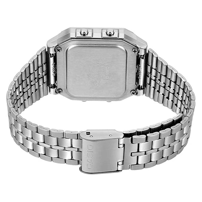 Casio Men's Gray Dial Silver Stainless Steel Band Quartz Watch - A500WA-1DF