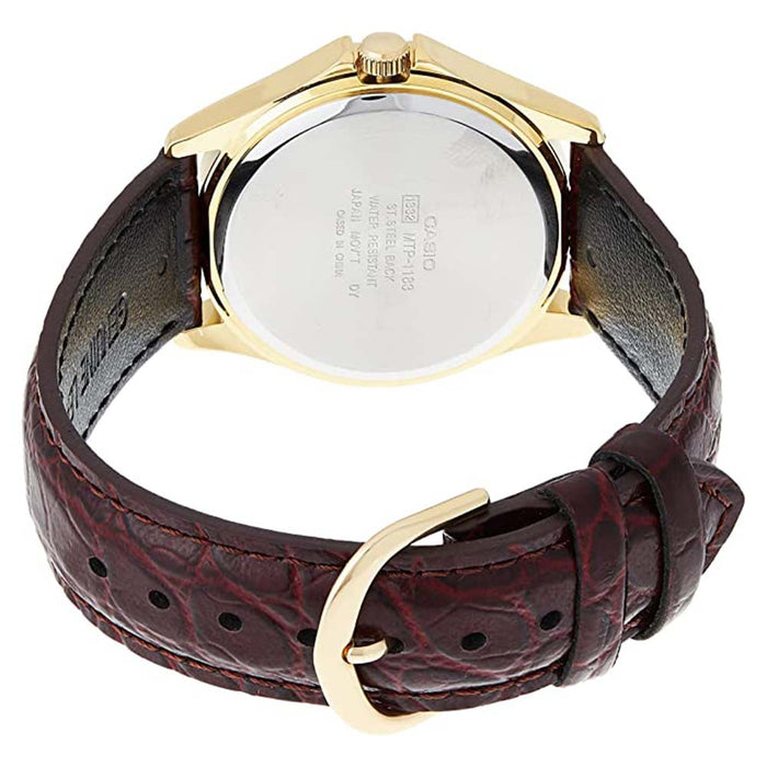 Casio Unisex White Dial Brown Leather Band Japanese Quartz Watch - MTP-1183Q-7ADF