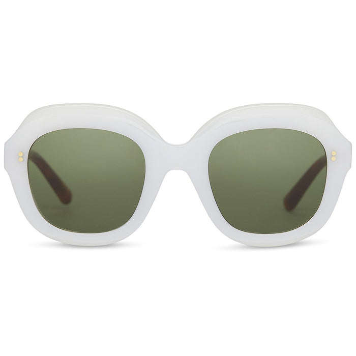 Mariska Womens Pearl White Frame Bottle Green Lens Rectangular Sunglasses - 10013966