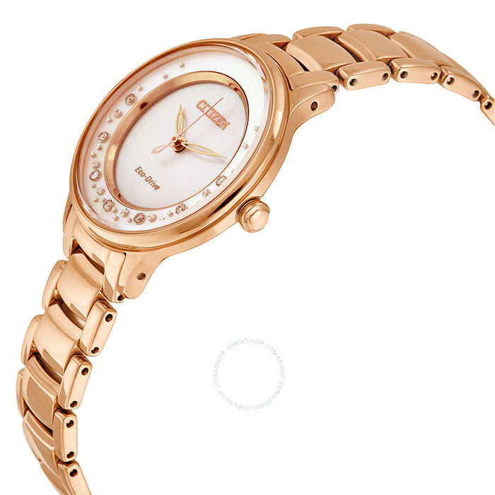 Citizen Eco-Drive Womens Stainless Steel Case and Bracelet Pearl Dial Rose Gold Watch - EM0382-86D