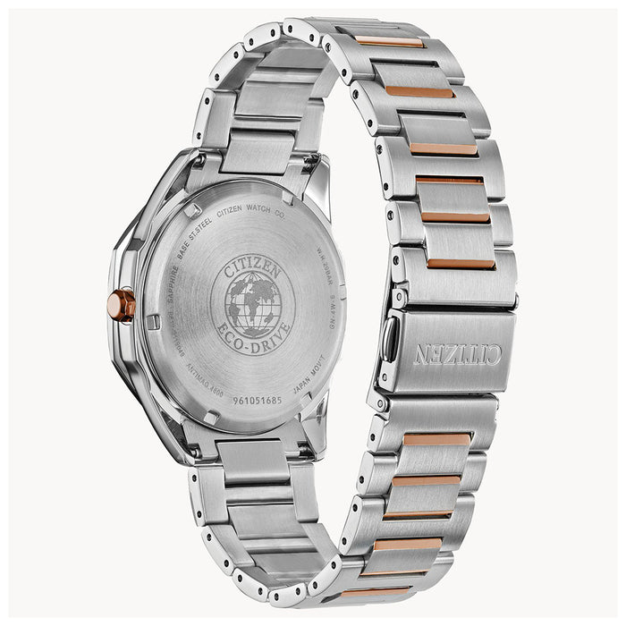 Citizen Eco Drive Corso Diamond Men's Multicolor Two-Tone Stainless Steel Strap Black Quartz Dial Watch - BM7496-56G