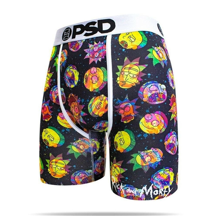 PSD Mens Rick and Morty Heads Galaxy Trippy Athletic Boxer Briefs Large Underwear - E11911015-BLACK-L