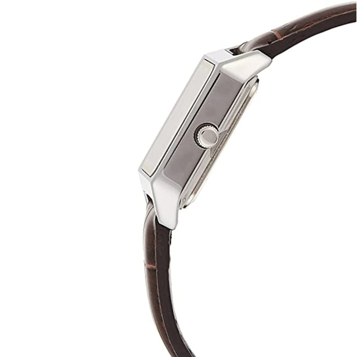 Casio Women's White Dial Brown Leather Band Japanese Quartz Watch - LTP-V007L-7B2UDF
