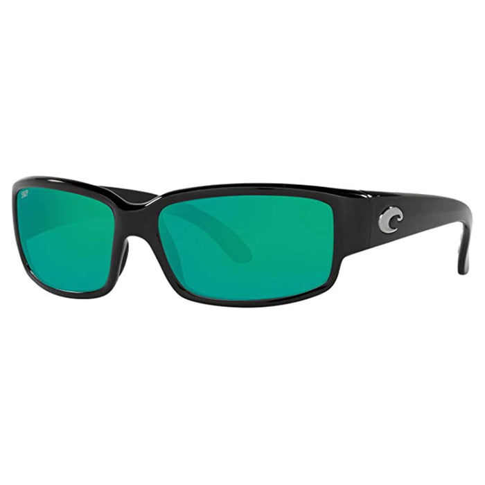 Costa Del Mar Men's Caballito Rectangular Shiny Black Copper Green Mirrored Polarized Sunglasses - CL11OGMP