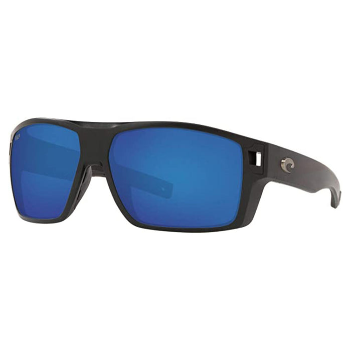 Costa Del Mar Men's Matte Black Frame Blue Mirror Lens Polarized Diego Rectangular Sunglasses - DG011OBMP
