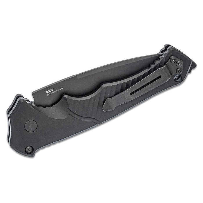 Benchmade Rukus II Black S30V Combo Drop-Point Blade Black Aluminum Handle Automatic Knife - BM-9600SBK