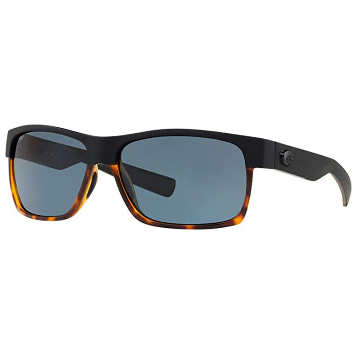 Costa Del Mar Mens Half Moon Rectangular Matte Black Shiny Tortoise Grey Polarized Sunglasses - HFM181OGP