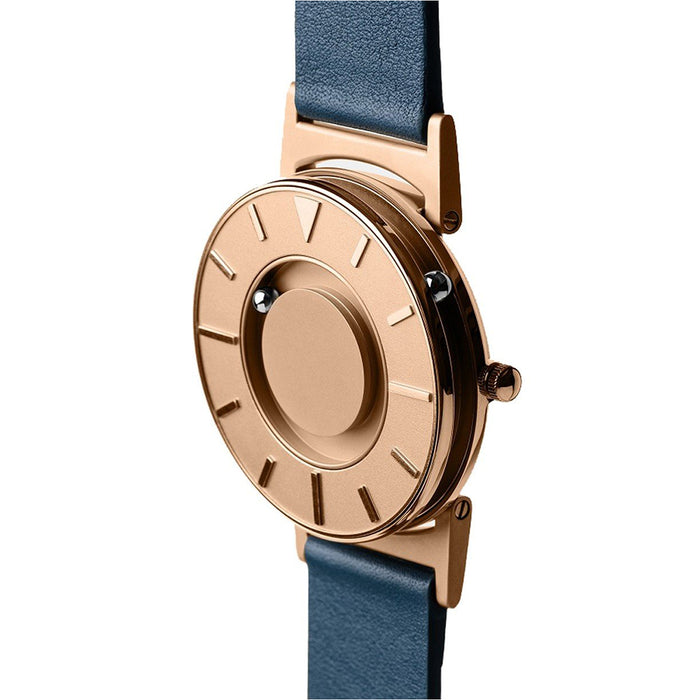 Eone Unisex Bradley Lux Rose Gold Stainless Steel Case Blue Leather Band Rose Gold Dial Watch - BR-LUX-ROGLD