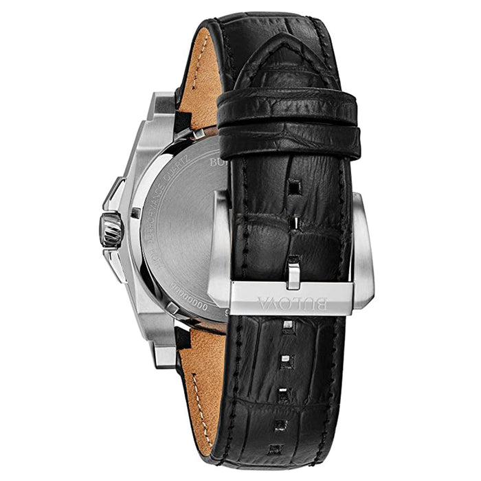 Bulova Precisionist Mens Black Leather Band Black Quartz Dial Watch - 96D147