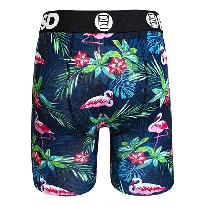 PSD Mens Hawaiian Flamingos Flowers Trees Athletic Boxer Briefs Large Underwear - E11911024-GREEN-L