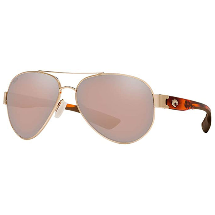 Costa Del Mar Mens South Point Aviator Rose Gold Copper Silver Mirrored Polarized Sunglasses - SO84OSCP