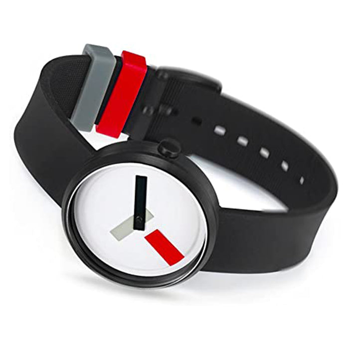 Projects Unisex Guidone Black Band Red Suprematism Watch - 7296RS