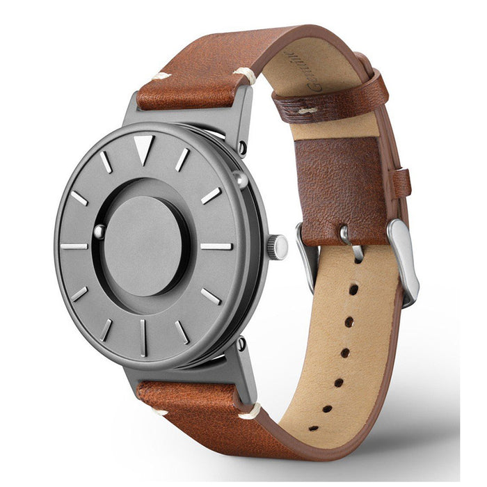Eone Unisex Stainless Steel Silver Case Brown Leather Band Bradley Classic Watch - BR-BRWN
