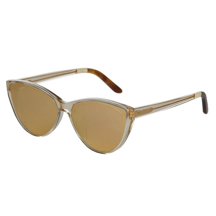 Womens Brown Frame Rose Mirror Lens Cat Eye Sunglasses - 10012331