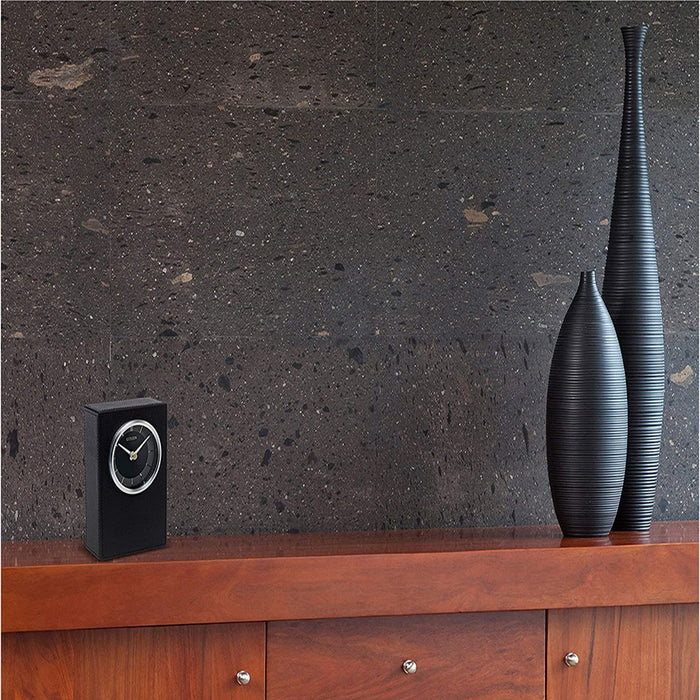 Citizen Decorative Accents Leather Base Black Dial Standing Desk Clock - CC1014