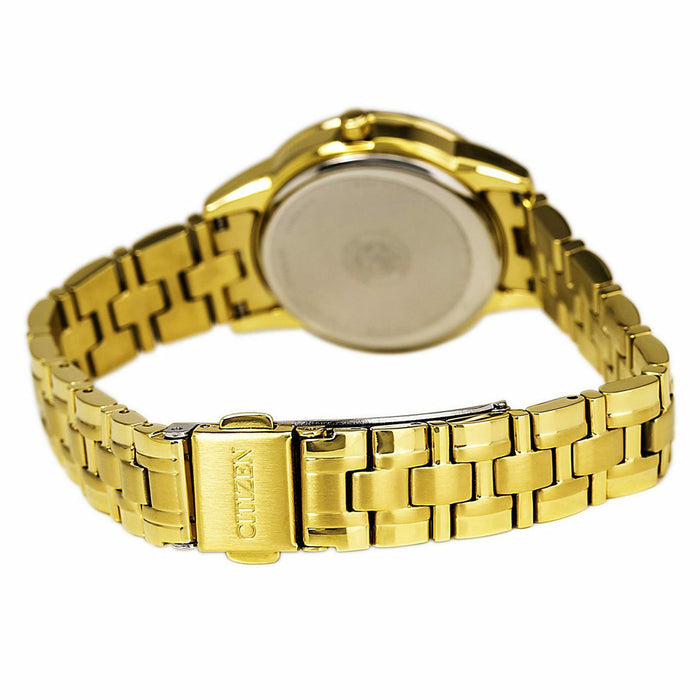 Citizen Eco-Drive Womens Stainless Steel Case and Bracelet Champagne Dial Gold Watch - FE1152-52P