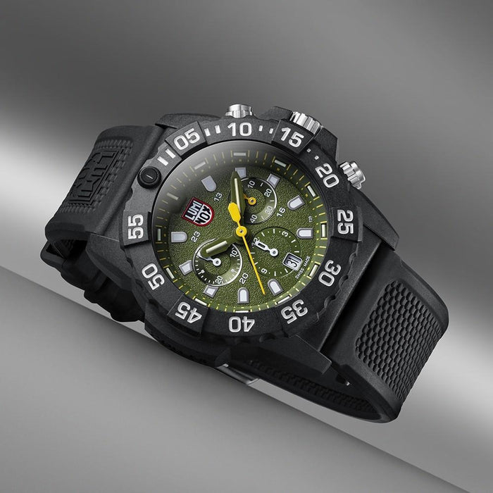 Luminox Men's Navy Seal 3580 Series Chronograph Black Rubber Strap Green Analog Dial Quartz Watch -  XS.3597 - WatchCo.com