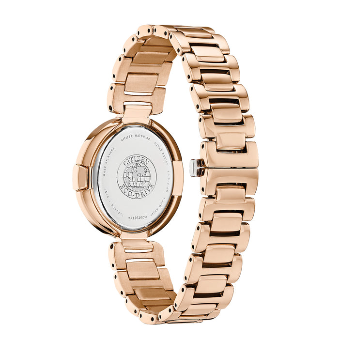 Citizen Capella Eco-Drive Womens Pink Gold Stainless Steel Band Silver-Tonе Quartz Dial Watch - EX1503-54A