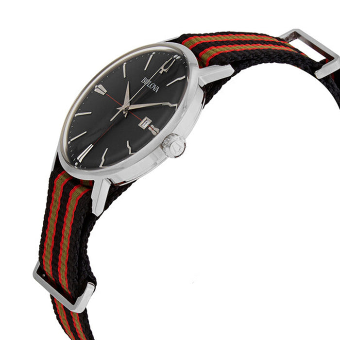 Bulova Classic Mens Multicolored Band Black Quartz Dial Watch -  96B317