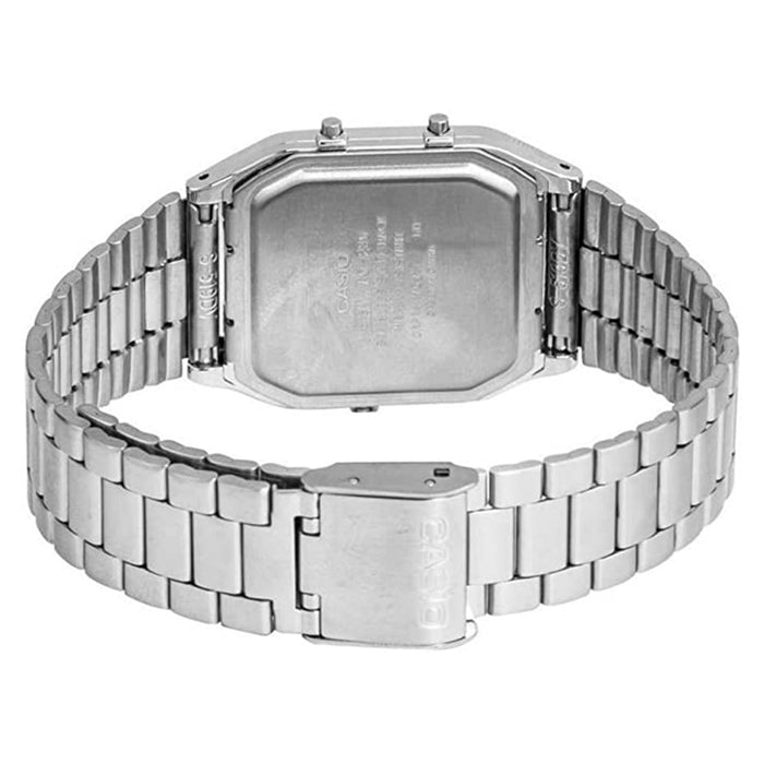 Casio Men's White Dial Silver Stainless Steel Band Quartz Watch - AQ-230A-7BMQ