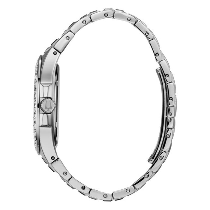 Bulova Phantom Baguette Mens Silver-Tone Bracelet Band Silver Quartz Dial Watch - 96A236